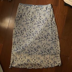 Jonathan Martin Flowy Midi Blue Floral Skirt